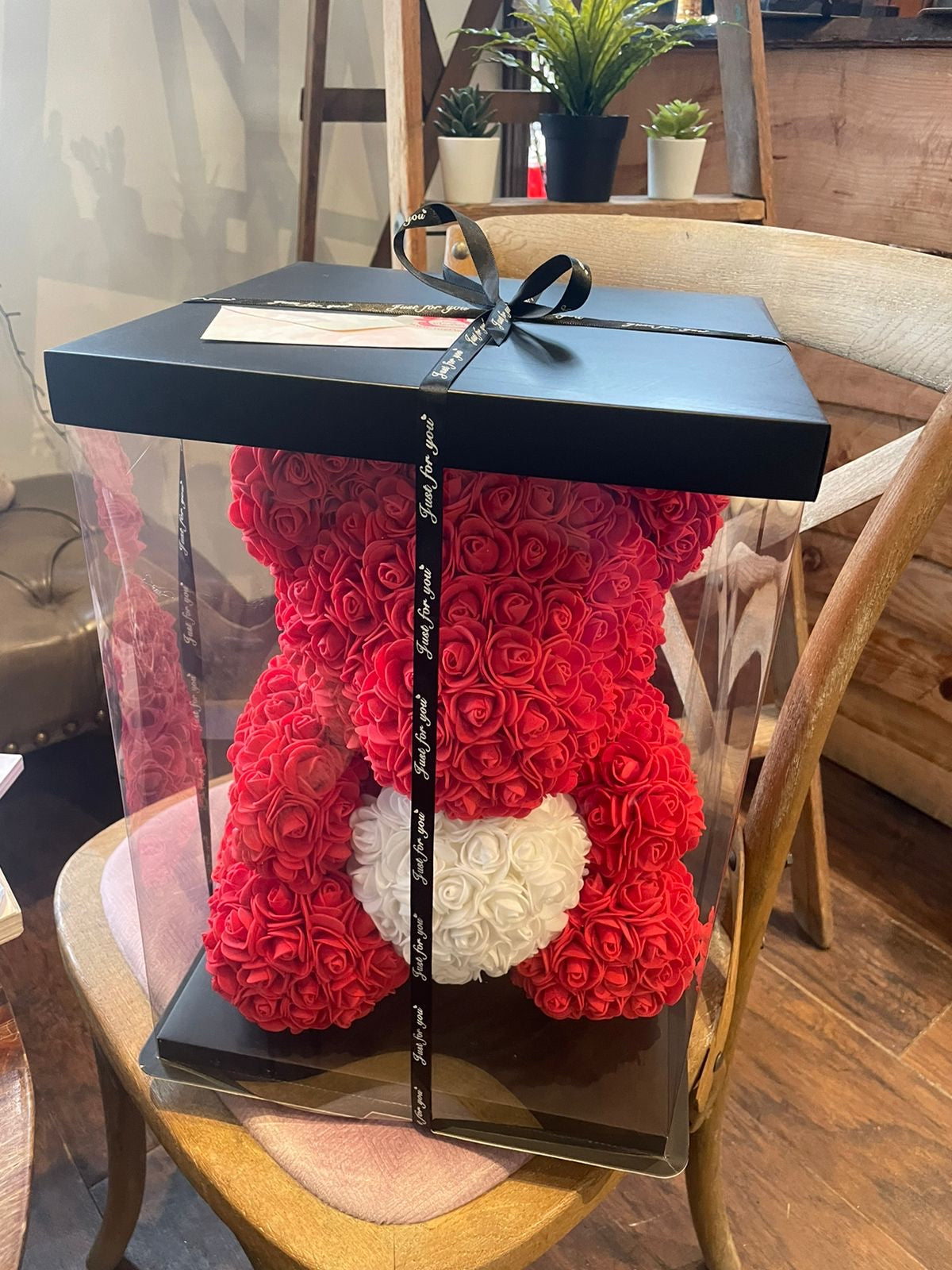 Rose Bear Red with White Heart - Toy Florist