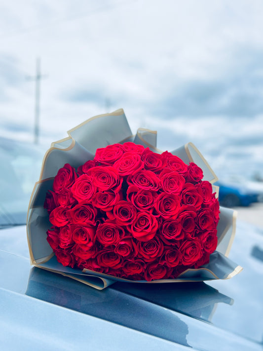 Ruby Romance Red Rose Bouquet (50 stem)