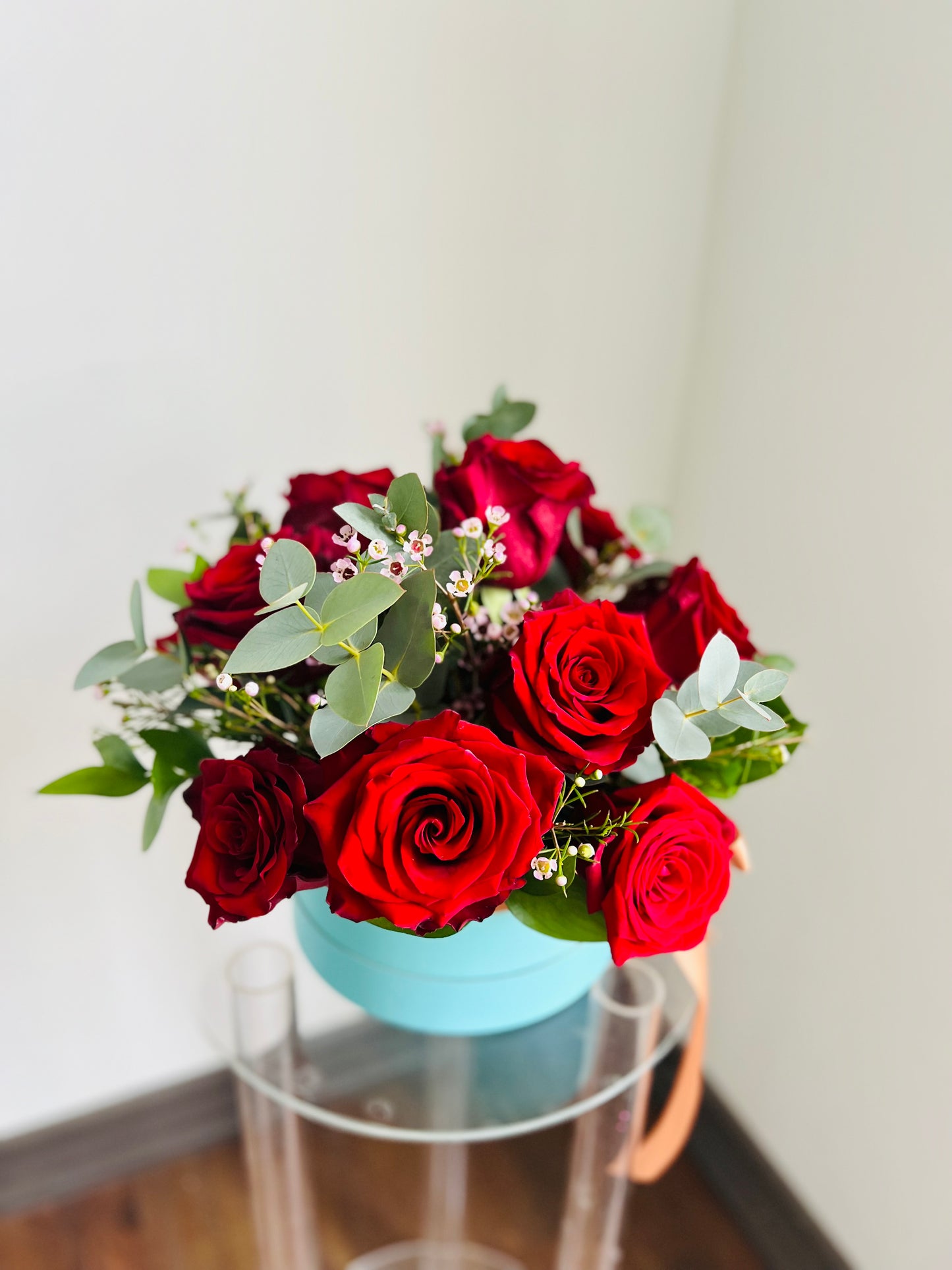 Red Roses in Tiffany Box