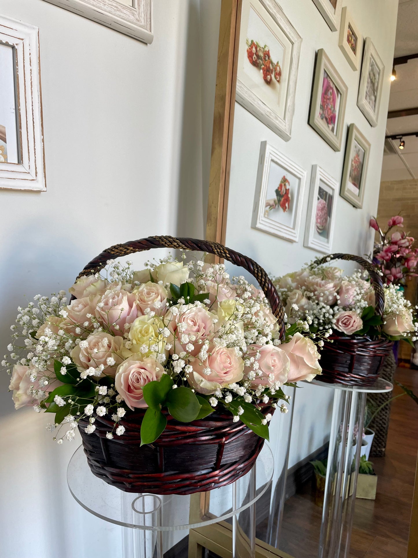 Pink Roses Basket