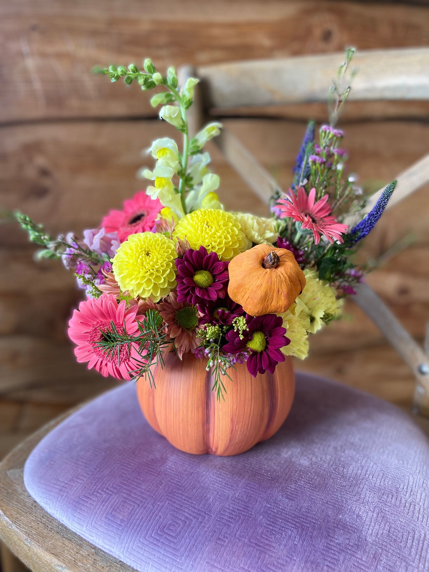 Pumpkin Vase Floral Arrangement - Toy Florist