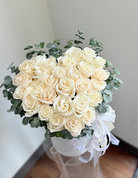 White roses heart shape