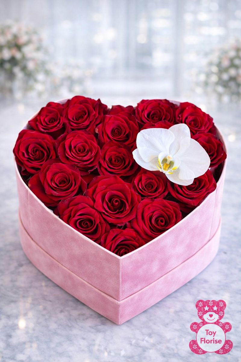 Heart Shape Red Rose Box