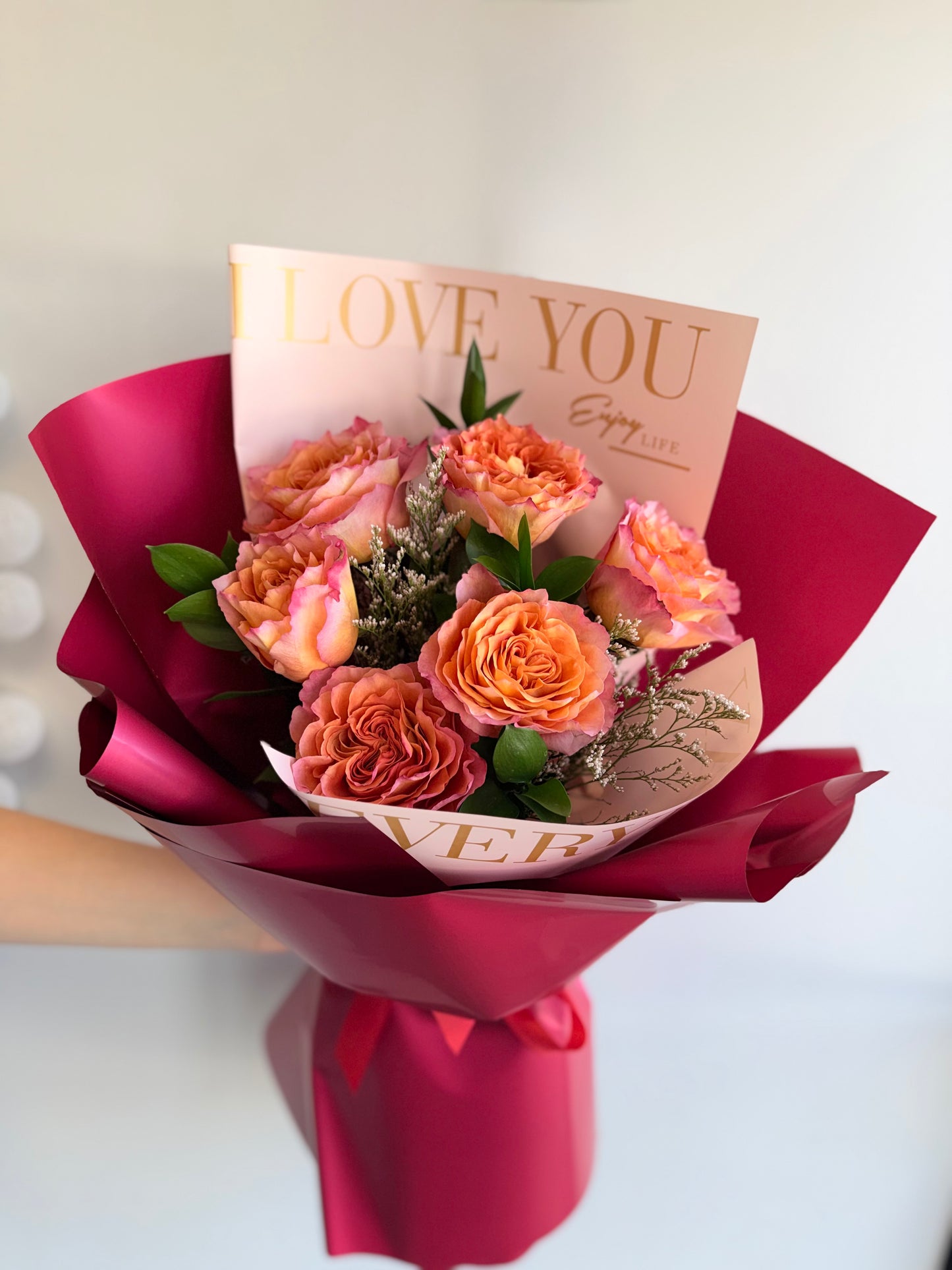 Peach Flame Romance (6 Stems)