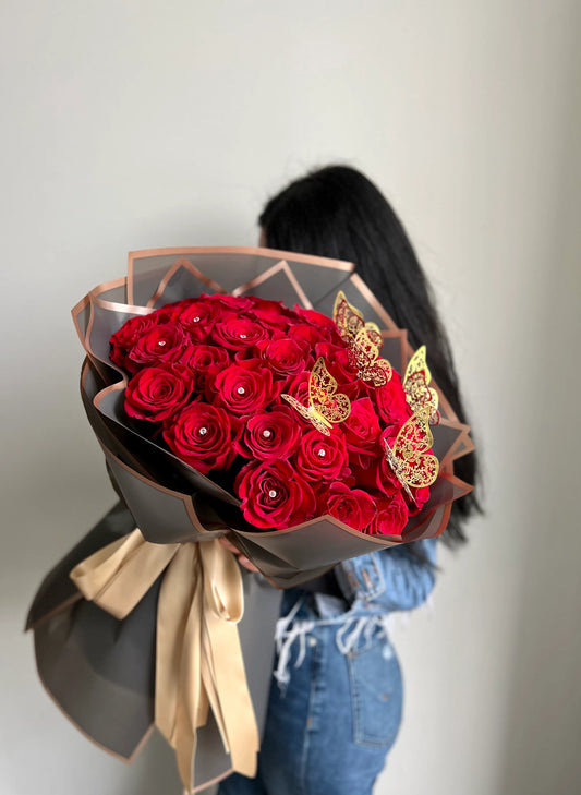 Toyflorist Luxury Diamond Red Rose Bouquet
