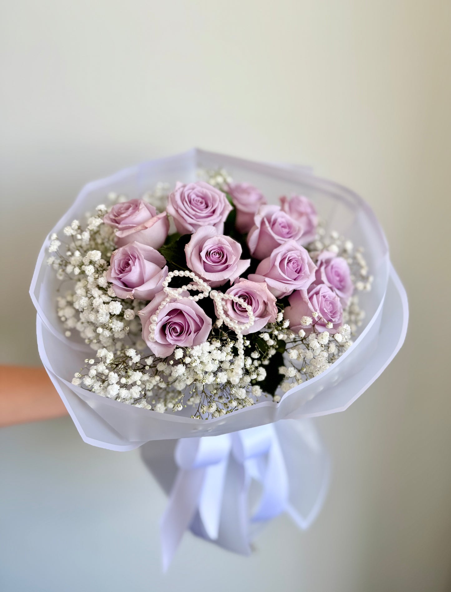 Pearl Petals Lavender Rose Bouquet (12 Stems)