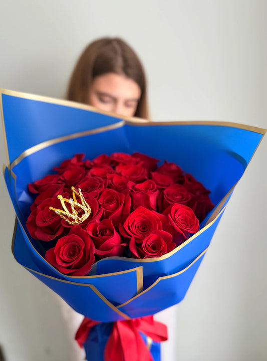 A romantic bouquet of fresh 24 long stem red roses
