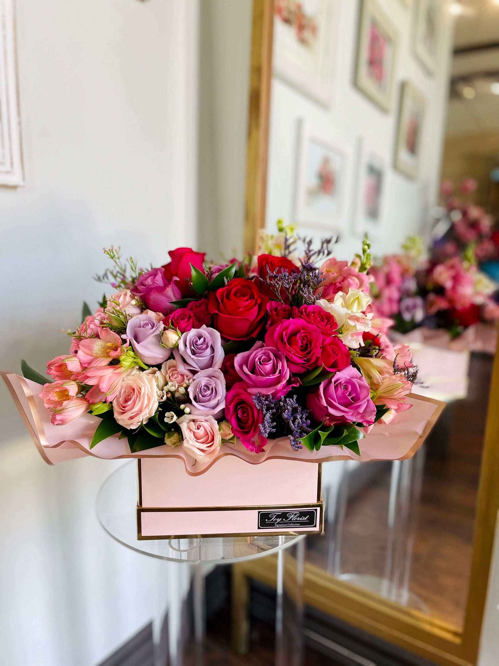 Pink Explosion Box arrangement - Toy Florist