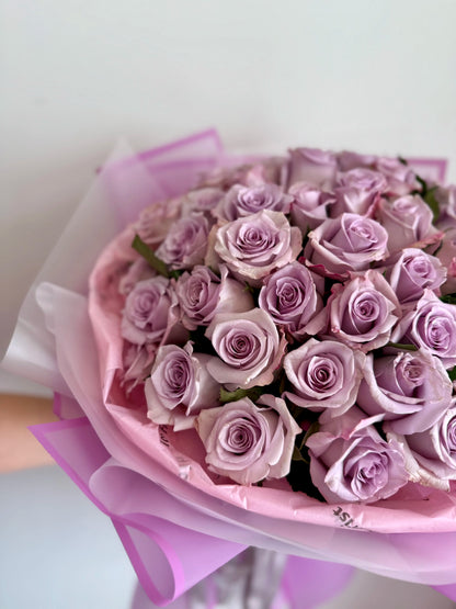 100 Lavender Royal Purple Rose Bouquet