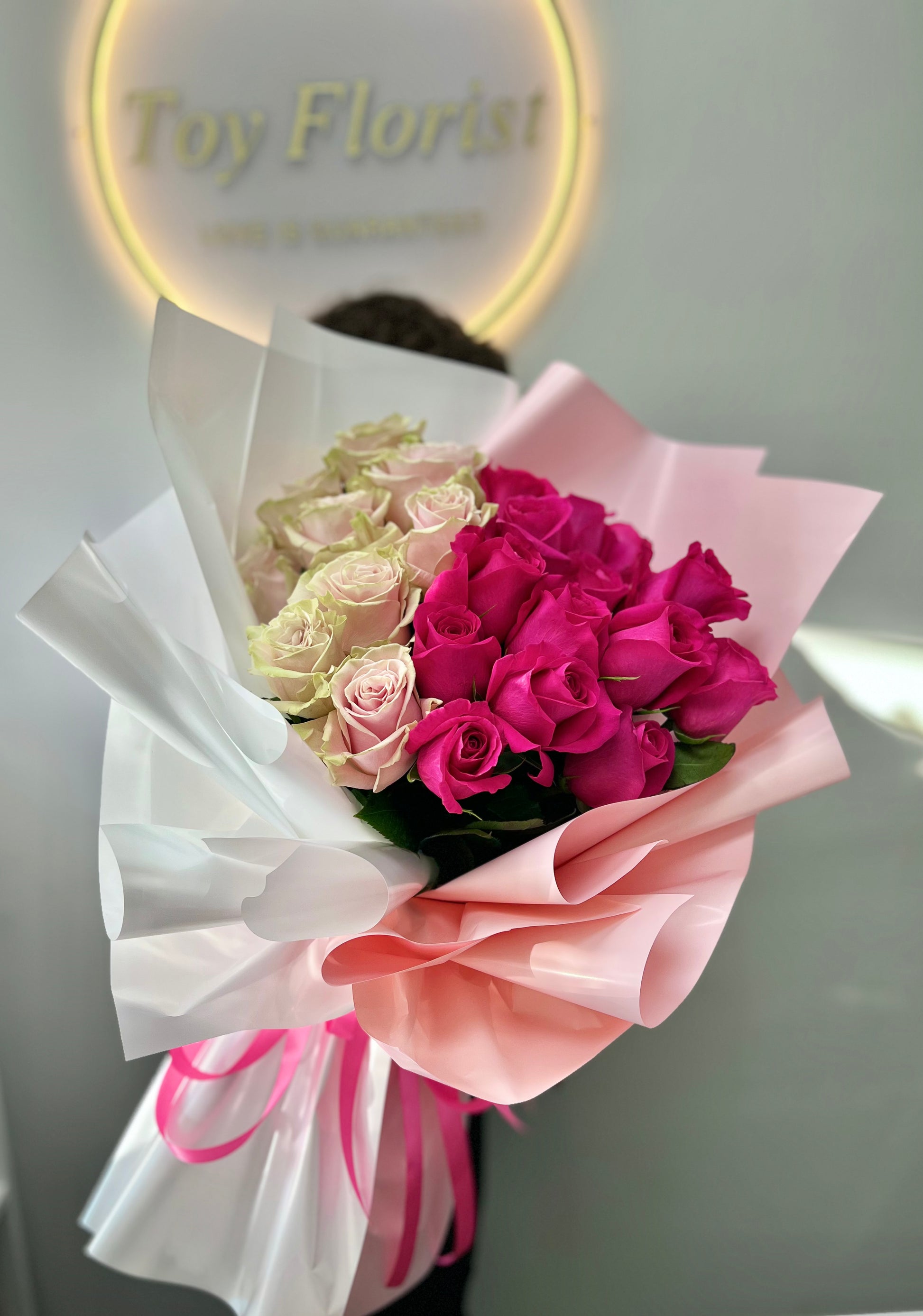 Dual colour love rose bouquet
