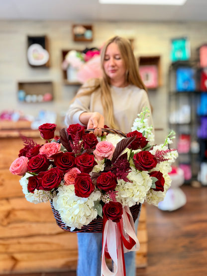 Rouge Royale – Luxury Rose &amp; Hydrangea Basket | Toy Florist