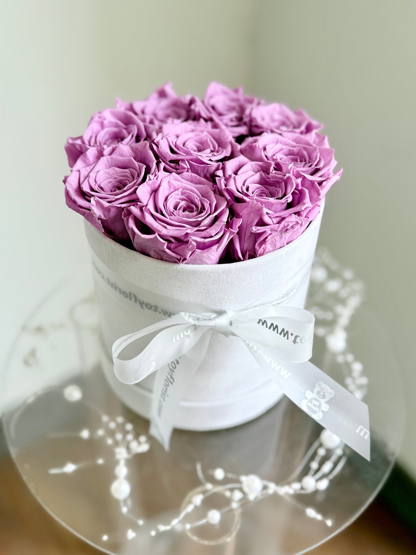 Eternal Purple Roses in Velvet Box