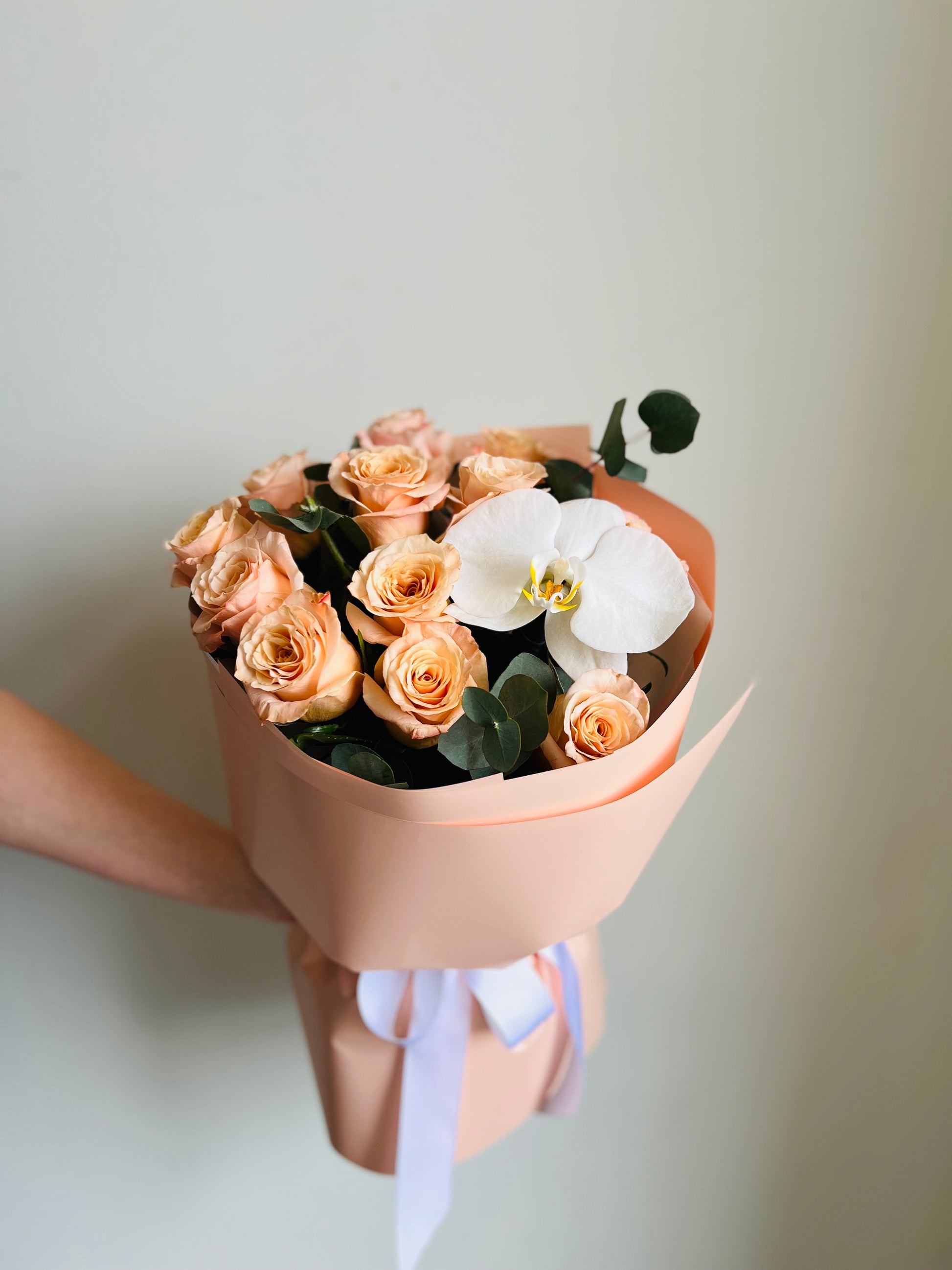 Hand Picked Roses Sunset Embrace: Hand-Picked Roses and Orchids