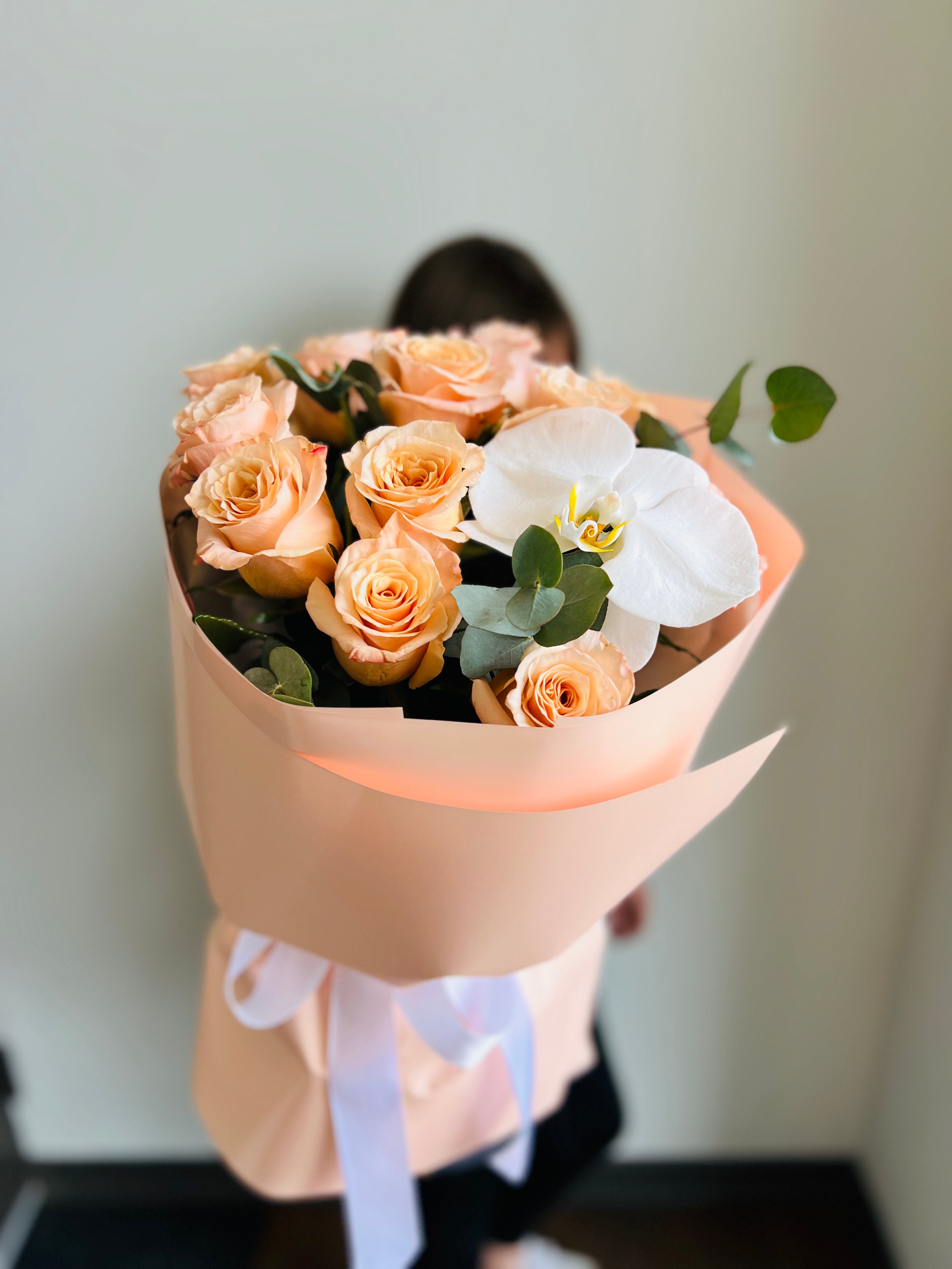 Hand Picked Roses Sunset Embrace: Hand-Picked Roses and Orchids