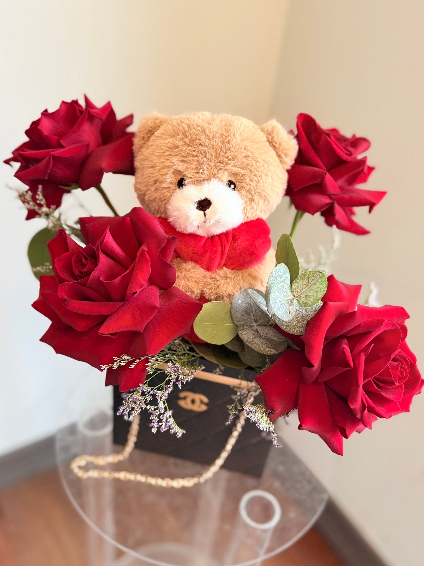 Red Roses & Teddy Valentine Box