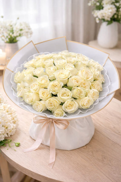 Pure Elegance White Roses Bouquet