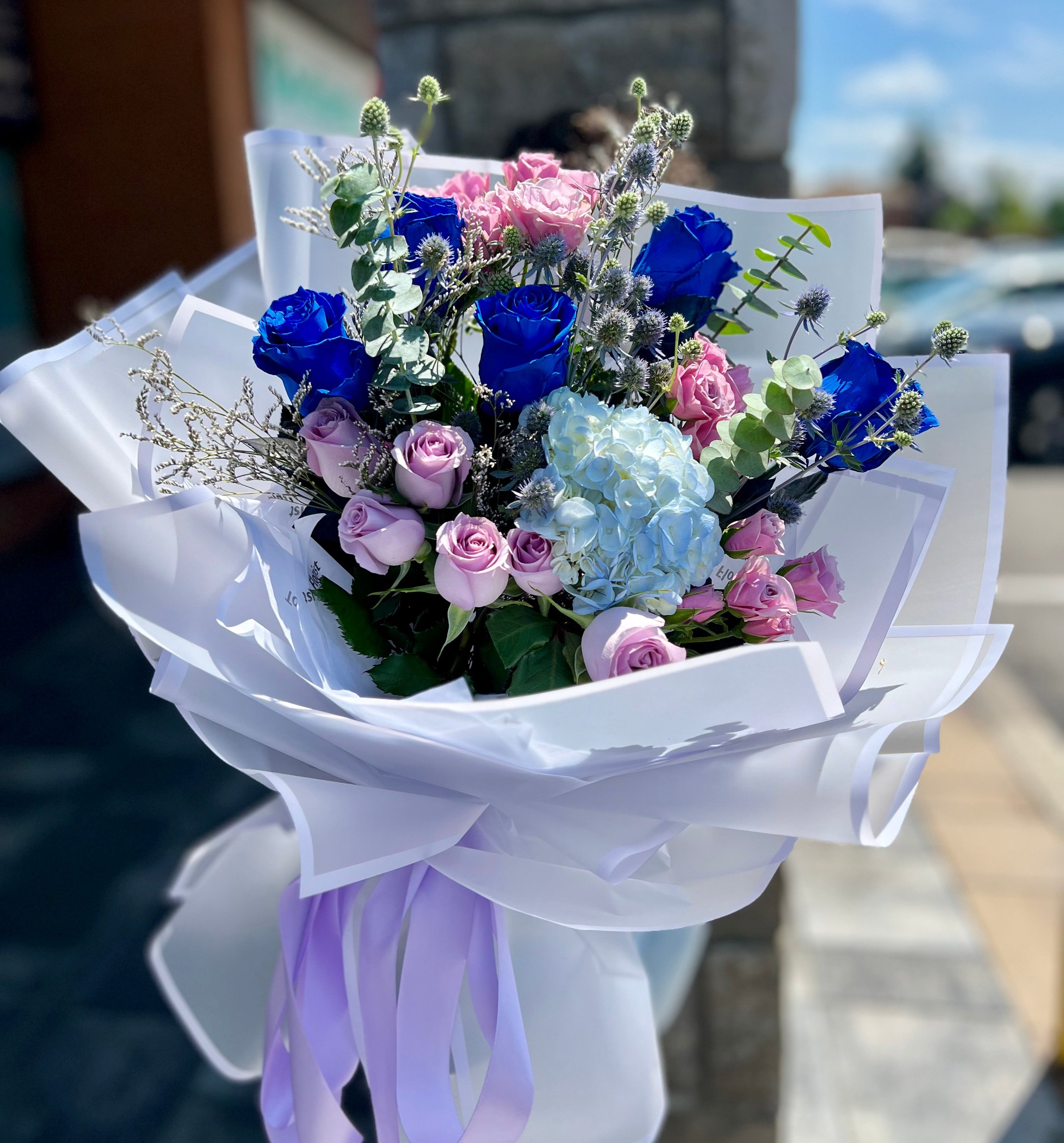 Azure Flower Blue and Lavender Bouquet