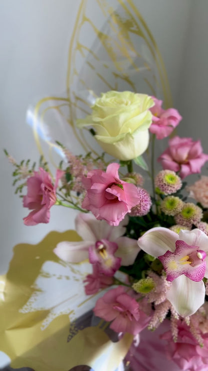 White Rose & Orchid Butterfly Flower Box