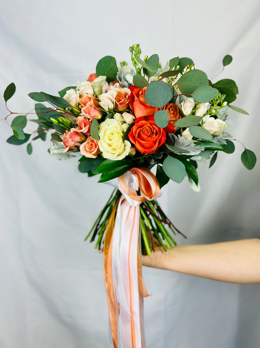 White & Orange Bridal Bouquet