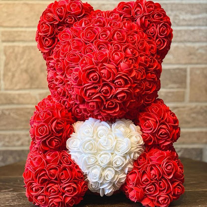 Toy Florist: Rose Bear Red with White Heart Order Now!