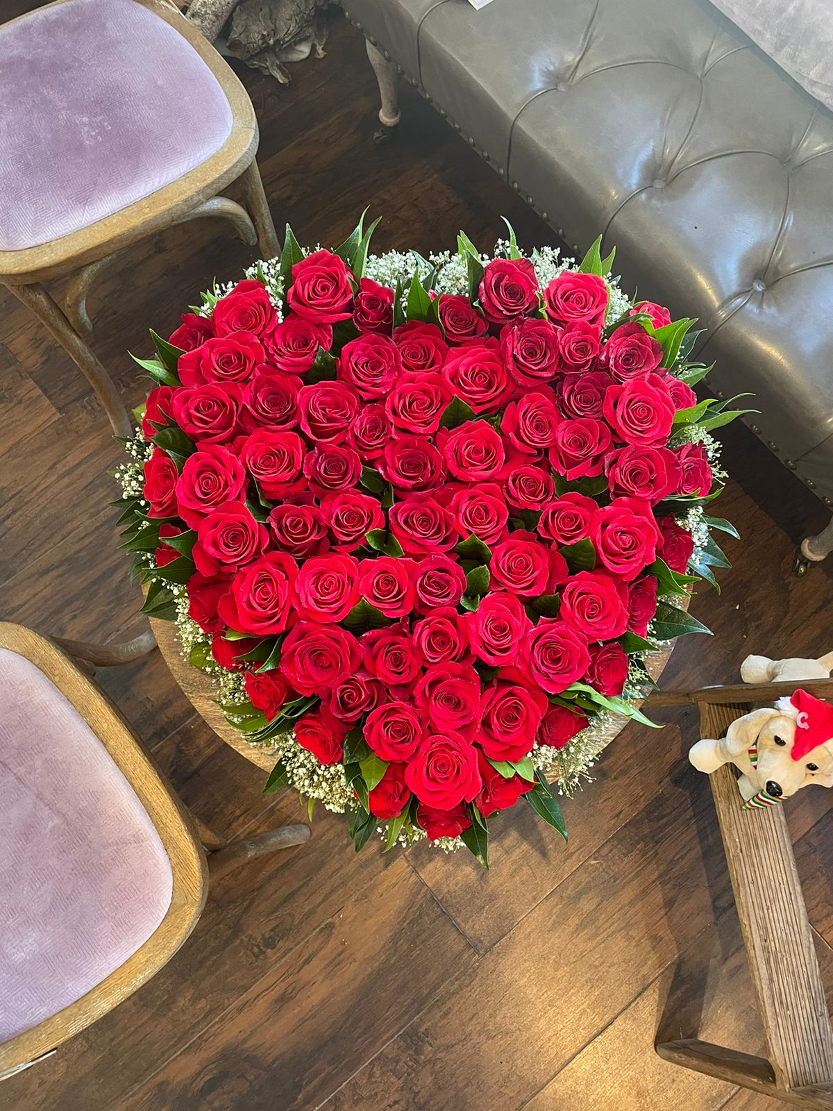 Heart shape Red Rose arrangement