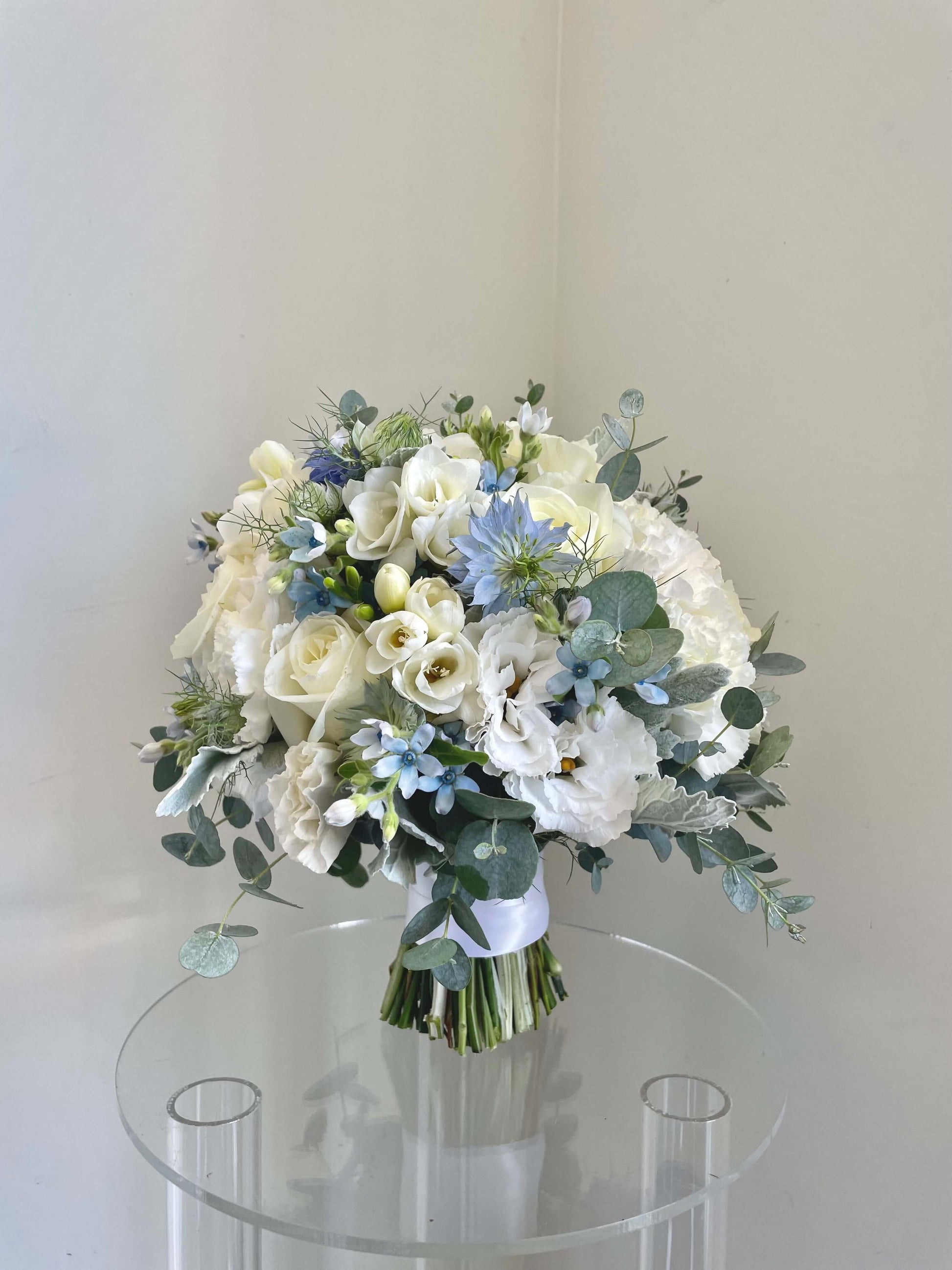 Bridal Bouquet White & Blue