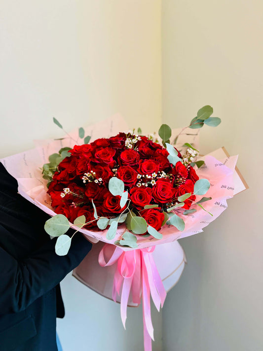 Luxurious 50 Red Roses Bouquet