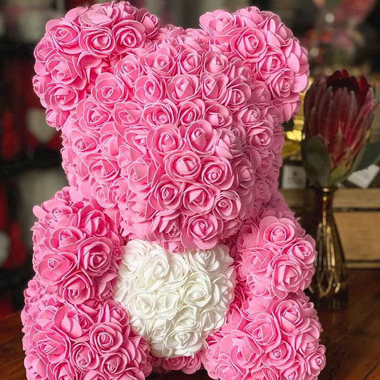 Rose Bear Pink with White Heart